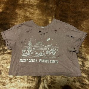 Distressed Western Crop Top